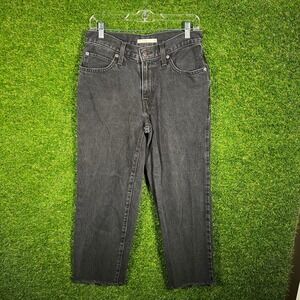 Levis 94 Baggy Jeans Womens 27 Washed Black High Rise Straight Raw Hem